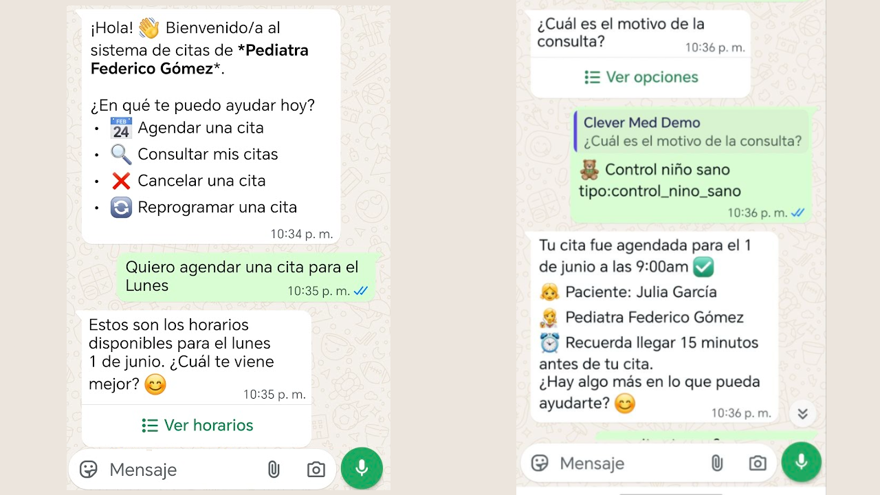 Paciente agendando cita por WhatsApp