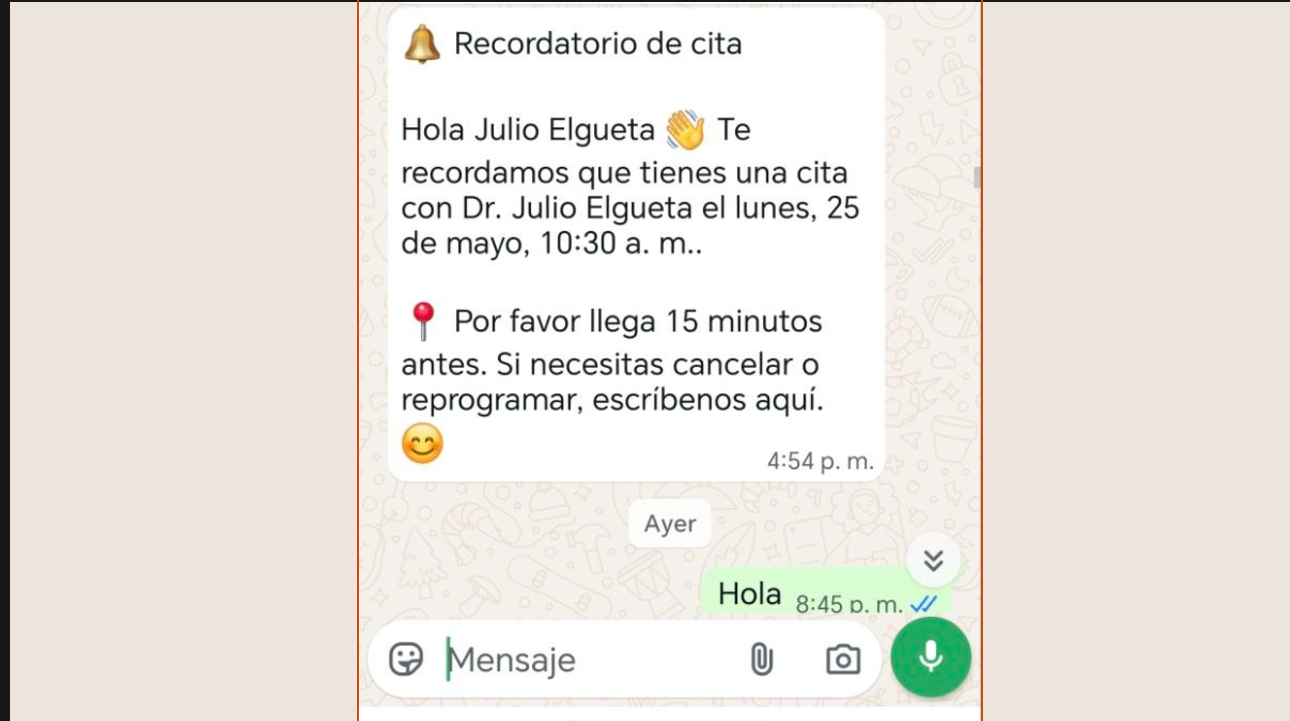 Confirmación automática por WhatsApp