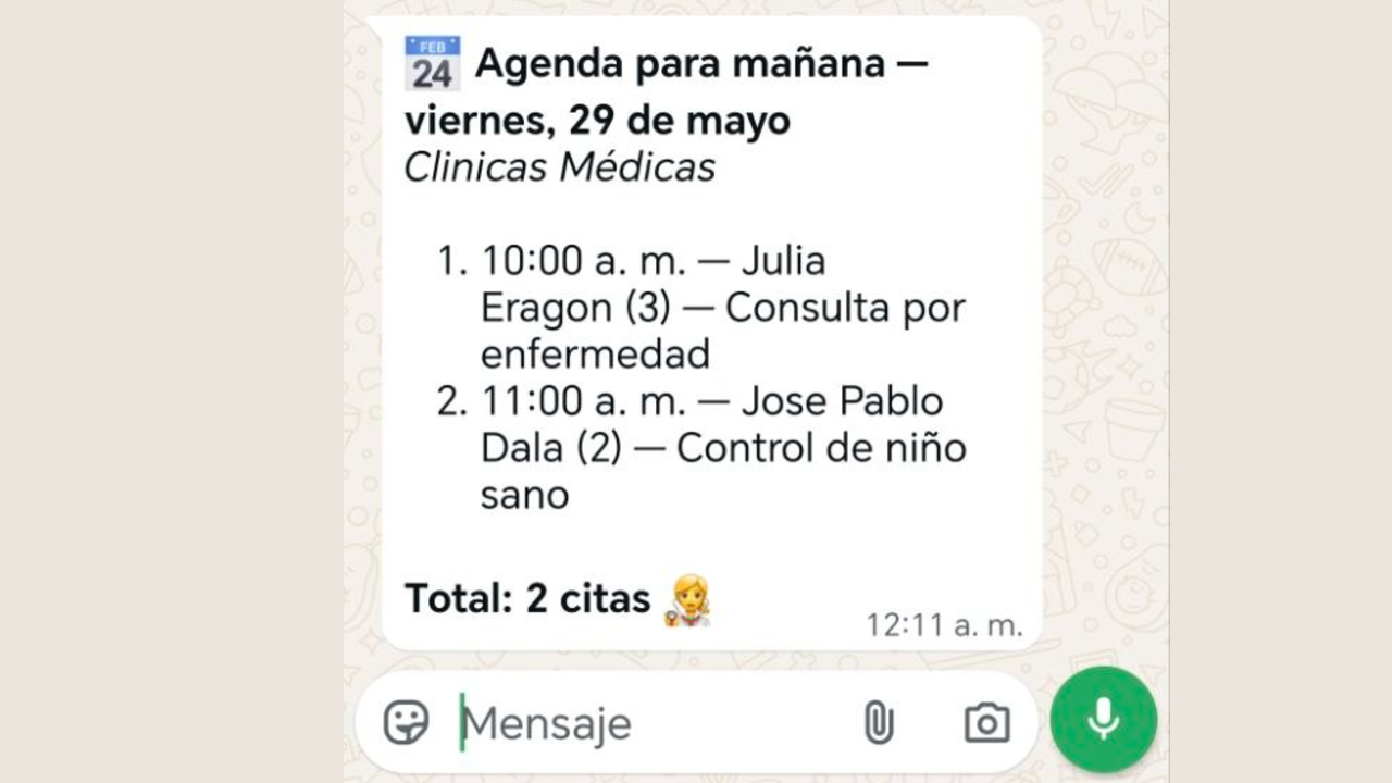 Resumen del día siguiente
